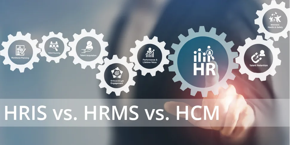 Visual comparison showing interconnected HR processes such as workforce planning, talent acquisition, onboarding, and performance management, representing HCM vs HRIS vs HCM and how each system supports different aspects of human resource management.